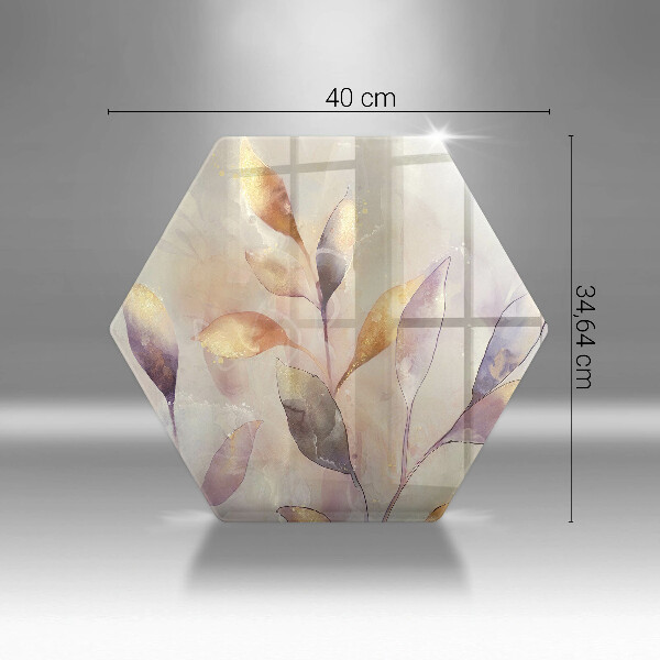 Skärbräda glas sexhörning Målade boho löv