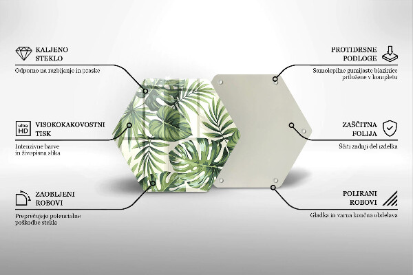 Skärbräda glas sexhörning Monstera lämnar illustration