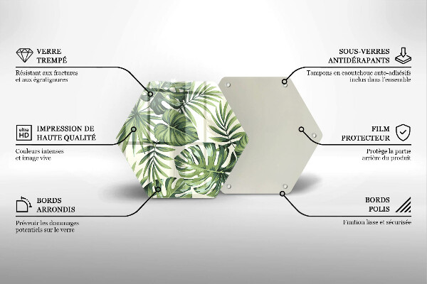 Skärbräda glas sexhörning Monstera lämnar illustration