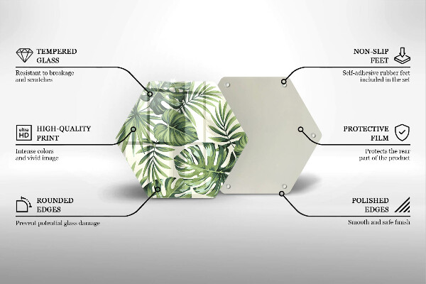 Skärbräda glas sexhörning Monstera lämnar illustration