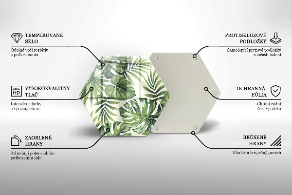 Skärbräda glas sexhörning Monstera lämnar illustration