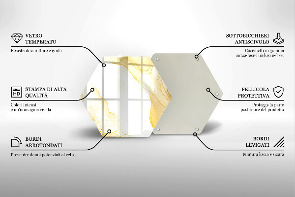 Skärbräda glas sexhörning Gyllene abstraktion