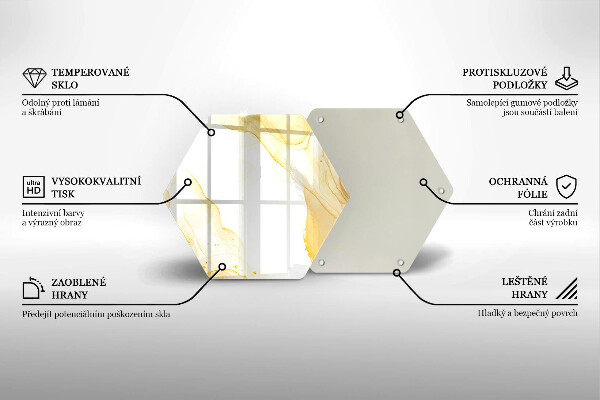 Skärbräda glas sexhörning Gyllene abstraktion