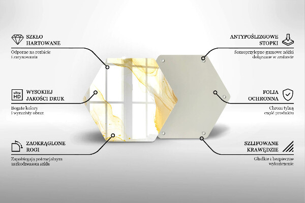 Skärbräda glas sexhörning Gyllene abstraktion