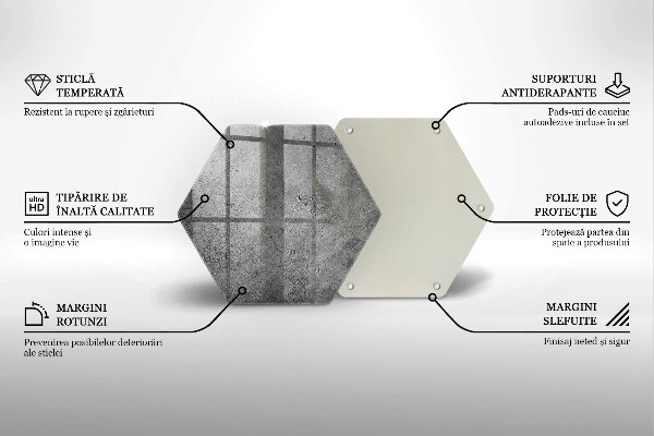 Skärbräda glas sexhörning Betong sten textur