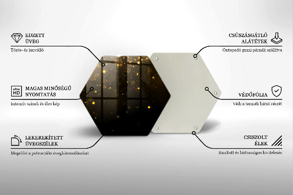 Skärbräda glas sexhörning Guldglitter