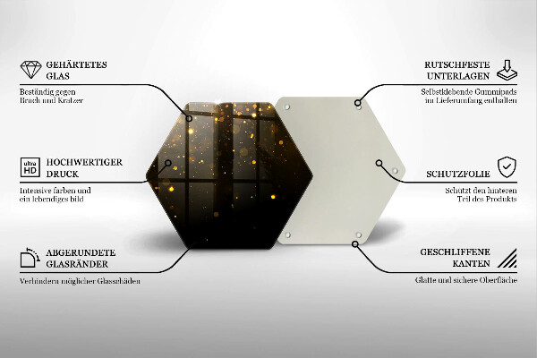 Skärbräda glas sexhörning Guldglitter