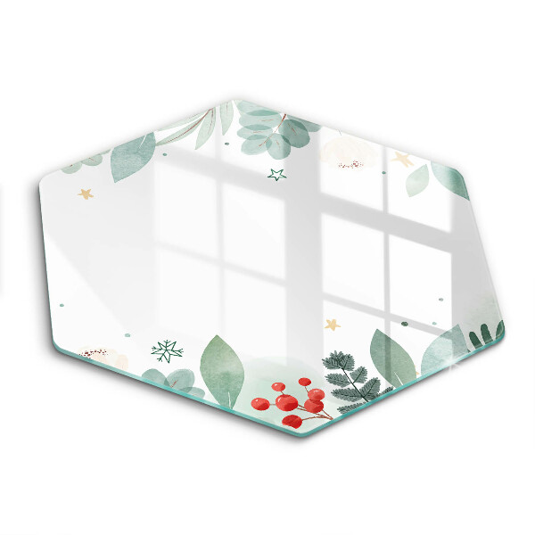 Skärbräda glas sexhörning Akvarell blad