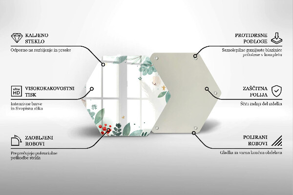 Skärbräda glas sexhörning Akvarell blad