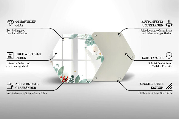 Skärbräda glas sexhörning Akvarell blad