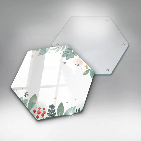 Skärbräda glas sexhörning Akvarell blad