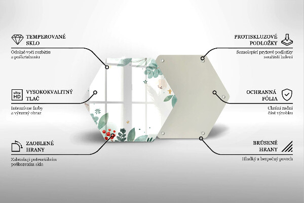 Skärbräda glas sexhörning Akvarell blad