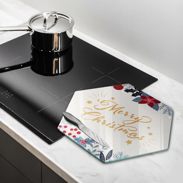 Skärbräda glas sexhörning God jul inskription