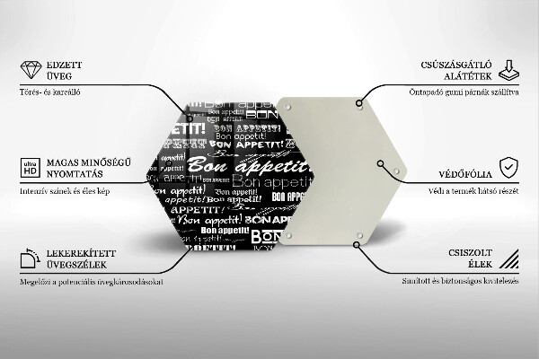 Skärbräda glas sexhörning Kökstexter God aptit