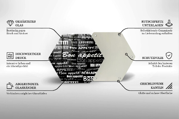 Skärbräda glas sexhörning Kökstexter God aptit