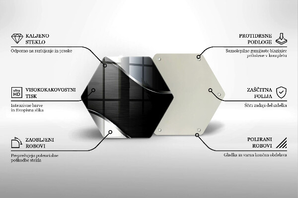 Skärbräda glas sexhörning Metallabstraktion