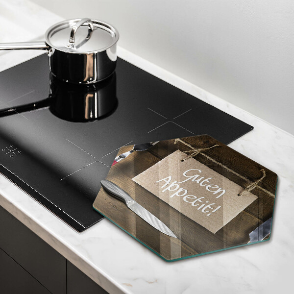 Skärbräda glas sexhörning Guten Apetit inskription på tavlor