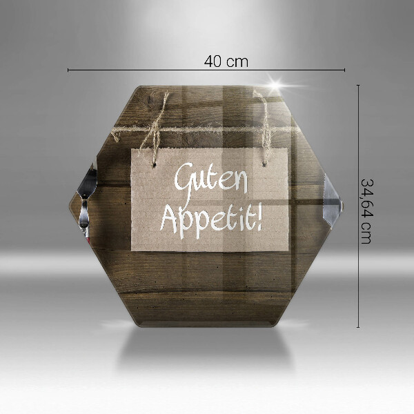 Skärbräda glas sexhörning Guten Apetit inskription på tavlor