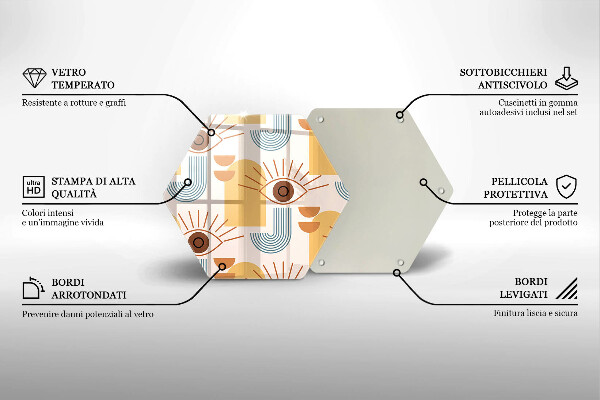 Skärbräda glas sexhörning Boho ögonmönster