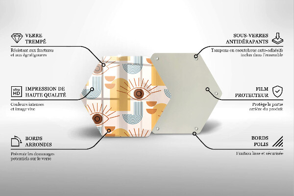 Skärbräda glas sexhörning Boho ögonmönster