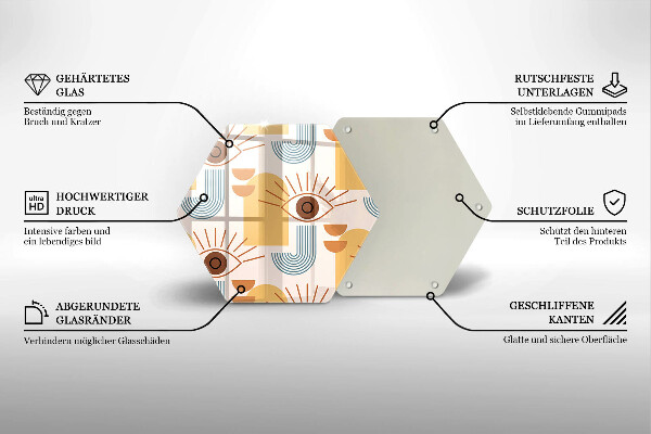 Skärbräda glas sexhörning Boho ögonmönster