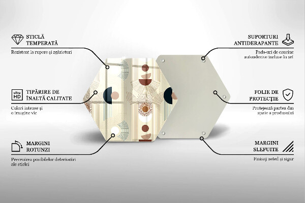 Skärbräda glas sexhörning Boho geometri former