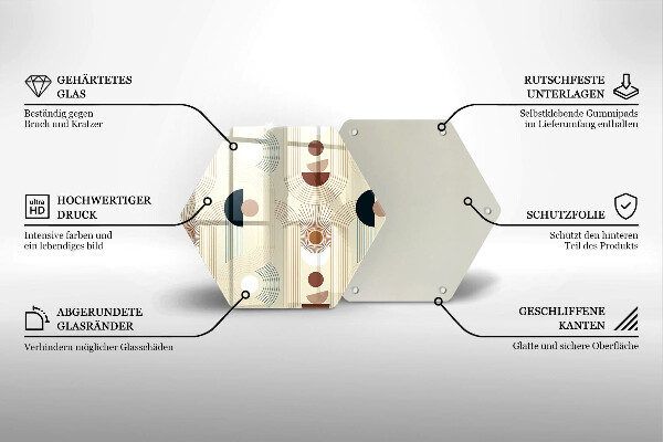 Skärbräda glas sexhörning Boho geometri former