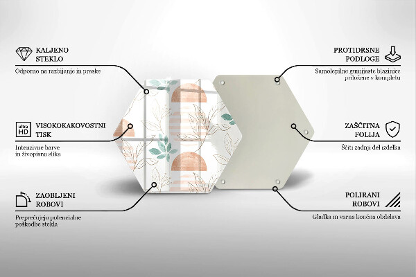 Skärbräda glas sexhörning Boho löv mönster