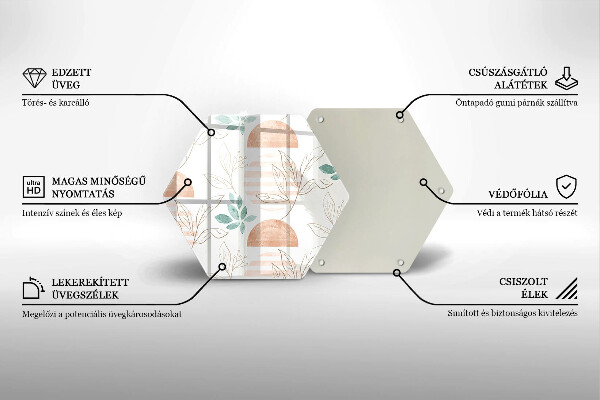 Skärbräda glas sexhörning Boho löv mönster