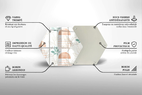 Skärbräda glas sexhörning Boho löv mönster