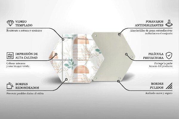 Skärbräda glas sexhörning Boho löv mönster