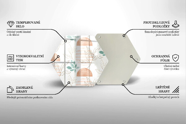 Skärbräda glas sexhörning Boho löv mönster