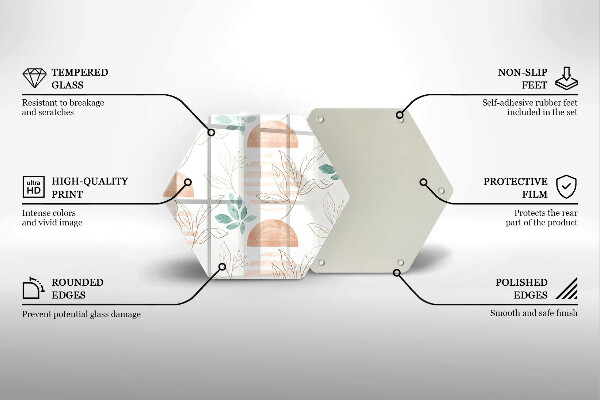 Skärbräda glas sexhörning Boho löv mönster