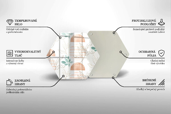 Skärbräda glas sexhörning Boho löv mönster