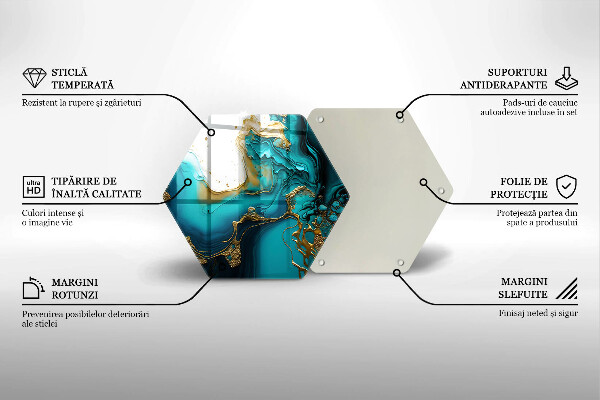 Skärbräda glas sexhörning Turkos abstraktion
