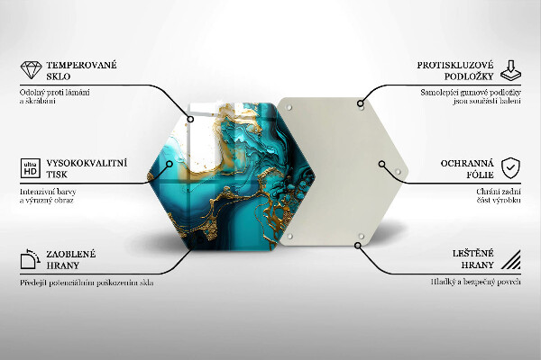 Skärbräda glas sexhörning Turkos abstraktion