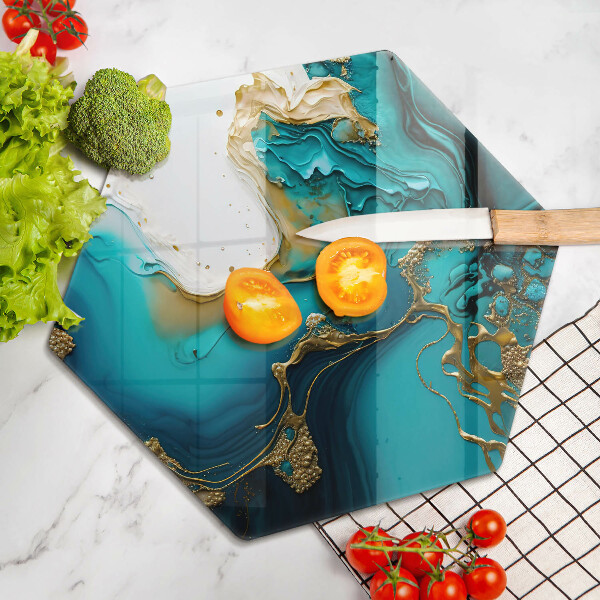 Skärbräda glas sexhörning Turkos abstraktion