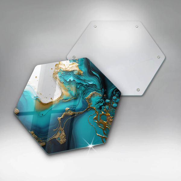 Skärbräda glas sexhörning Turkos abstraktion