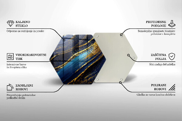 Skärbräda glas sexhörning Marinblå abstraktion