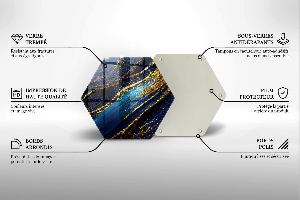 Skärbräda glas sexhörning Marinblå abstraktion