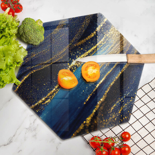 Skärbräda glas sexhörning Marinblå abstraktion