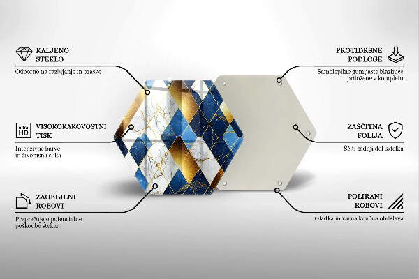 Skärbräda glas sexhörning Gyllene marmor romber
