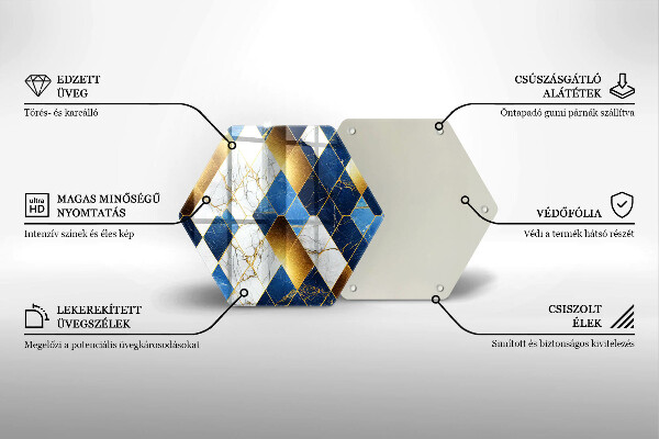 Skärbräda glas sexhörning Gyllene marmor romber