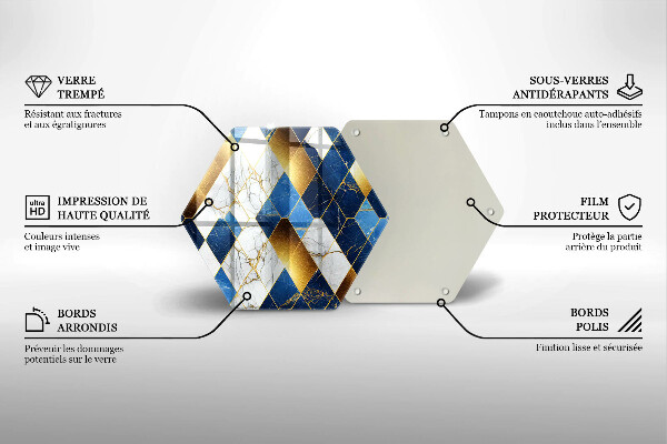 Skärbräda glas sexhörning Gyllene marmor romber