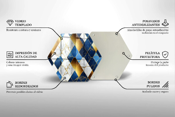 Skärbräda glas sexhörning Gyllene marmor romber