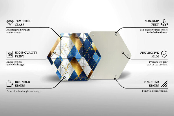 Skärbräda glas sexhörning Gyllene marmor romber