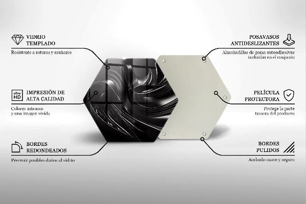 Skärbräda glas sexhörning Abstrakt svart massa