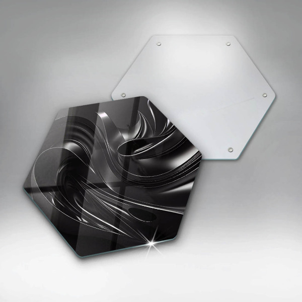Skärbräda glas sexhörning Abstrakt svart massa