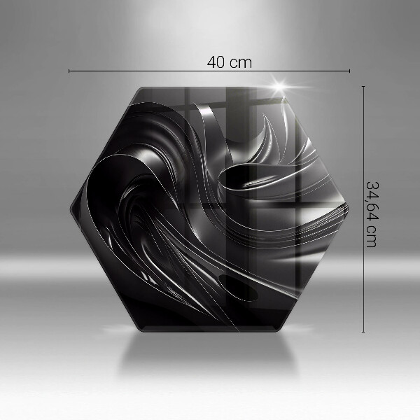 Skärbräda glas sexhörning Abstrakt svart massa
