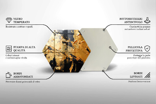 Skärbräda glas sexhörning Elegant färgstruktur